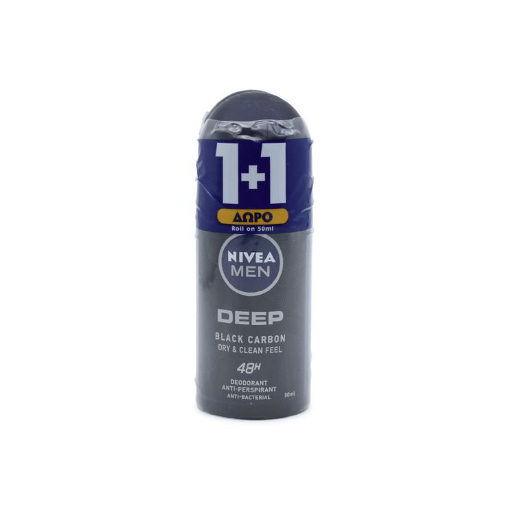 Nivea Men Deep Dry & Clean Feel Αποσμητικό 48h Anti-Perspirant Roll-On 2 x 50ml