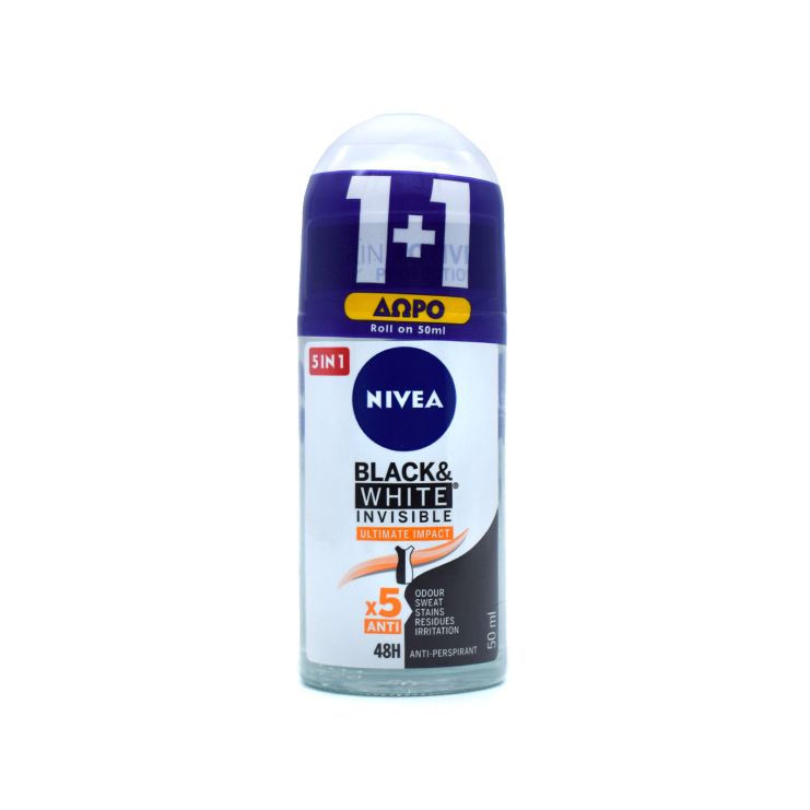 Nivea Black & White Invisible Ultimate Impact Αποσμητικό 48h Anti-Perspirant Roll-On 2 x 50ml