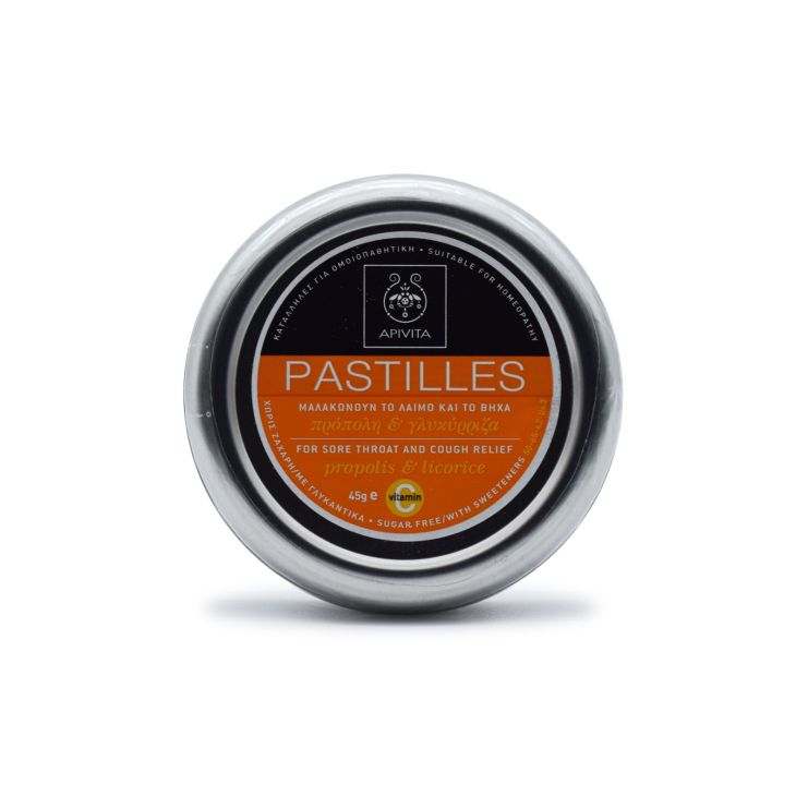 Apivita Pastilles Παστίλιες για τον Πονεμένο Λαιμό και το Βήχα με Γλυκόριζα & Πρόπολη 45gr