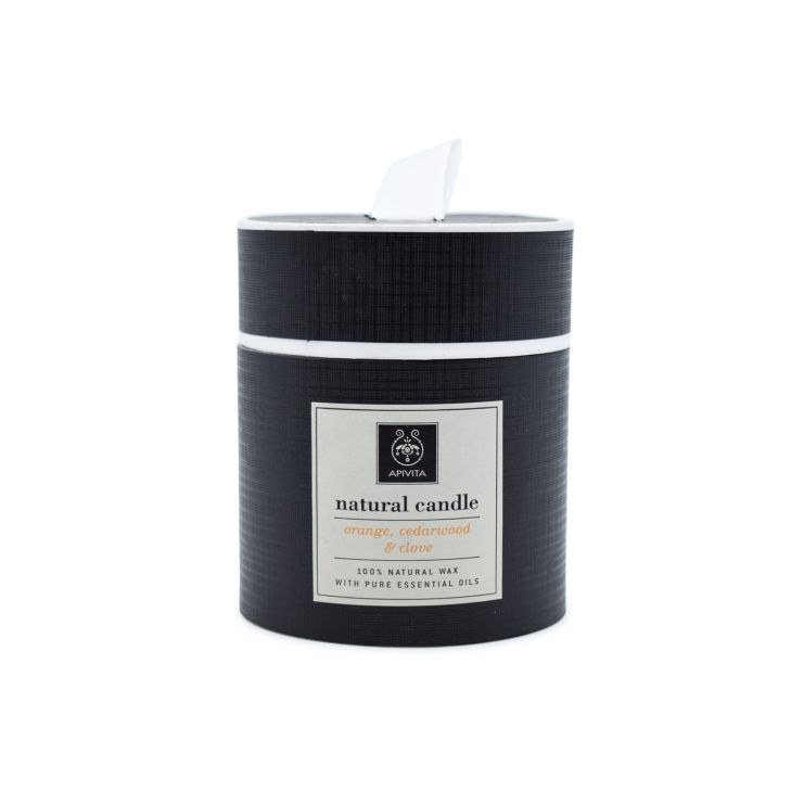 Apivita Natural Candle Πορτοκάλι, Κέδρος & Γαρύφαλλο 235g