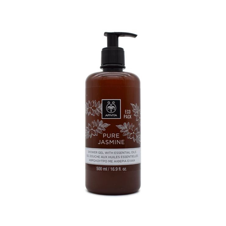 Apivita Eco Pack Shower Gel Pure Jasmine Αφρόλουτρο με Αιθέρια Έλαια 500ml