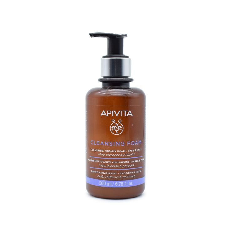 Apivita Cleansing Foam Αφρός Καθαρισμού Προσώπου & Ματιών Με Ελιά & Λεβάντα 200ml