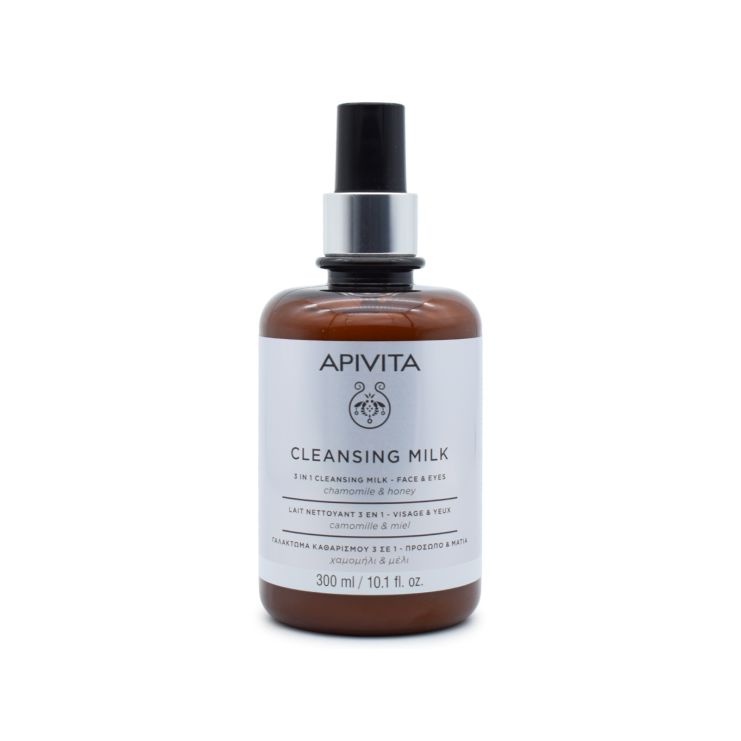 Apivita Cleansing Milk 3in1 Γαλάκτωμα καθαρισμού 3 σε 1 για Πρόσωπο & Μάτια 300ml