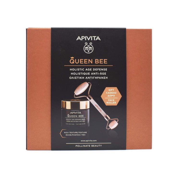 Apivita Queen Bee Κρέμα Ημέρας Πλούσιας Υφής 50ml & Premium Face Roller
