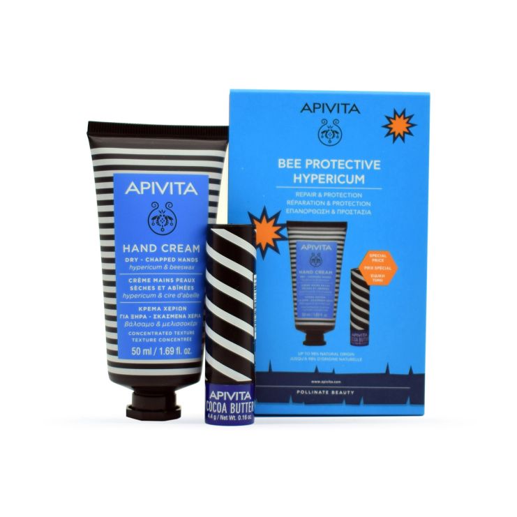 Apivita Bee Protetive Hypericum : (Hand Cream 50ml & Lip Care Cocoa Butter 4.4g)