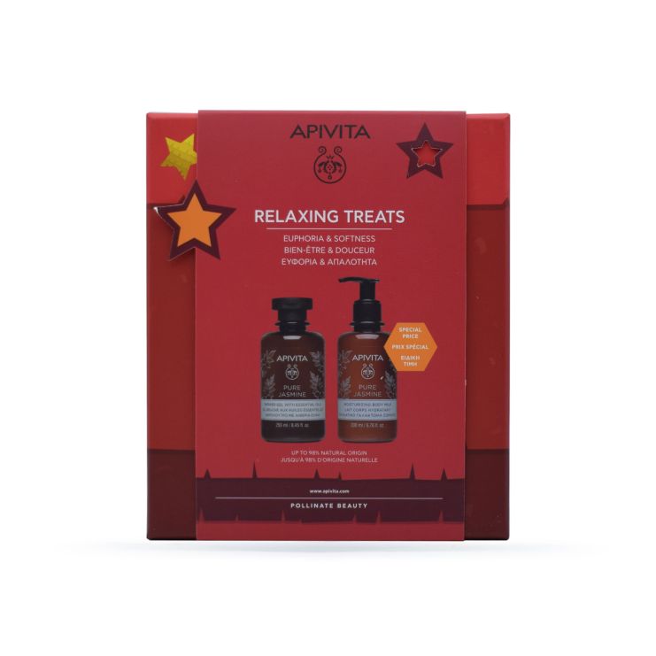 Apivita Relaxing Treats Pure Jasmine Set: (Body, Shower Gel 250ml & Milk Pure 200ml)