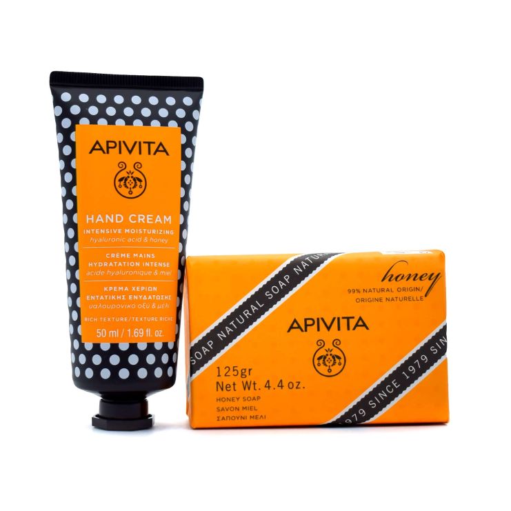 Apivita Wanna Kiss Your Hand Cream Intensive Moisturizing 50ml & Natural Soap Honey 125gr