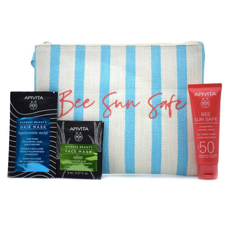 Apivita Bee Sun Safe Face Gel Cream SPF50+ Hydra 50ml & Face Mask Aloe 2x8ml & Hair Mask 20ml & Νεσεσέρ 
