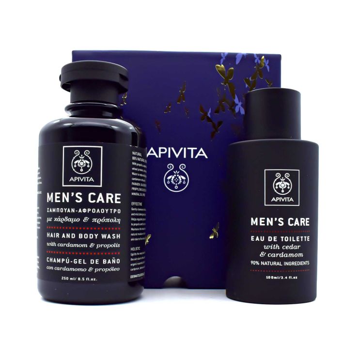 Apivita Boys Boys Boys Mens Care with Cedar & Cardamom Eau de Toilette 100ml & Hair & Body Wash 250ml 