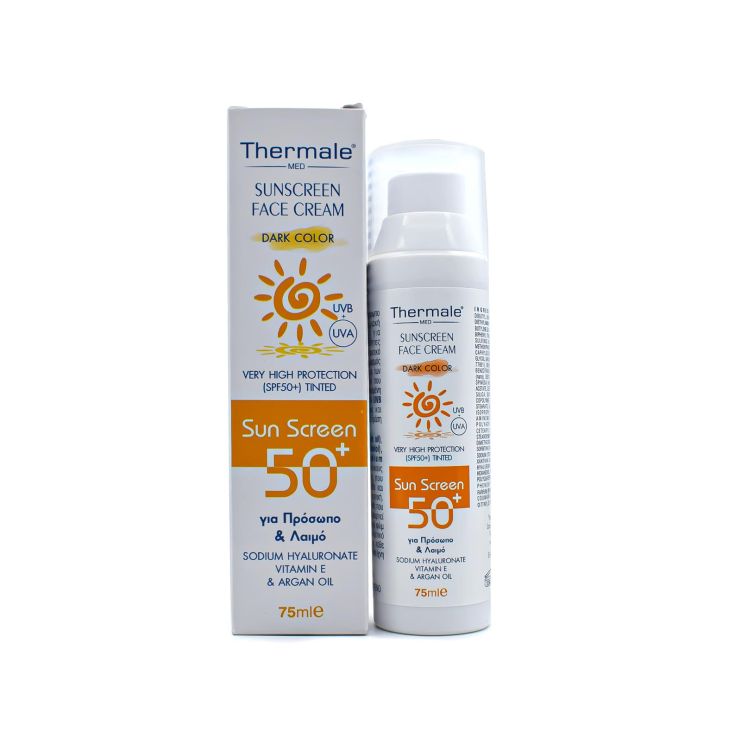 Thermale Med Αντηλιακή Κρέμα για Πρόσωπο και Λαιμό με Σκούρο Χρώμα SPF 50+ 75ml