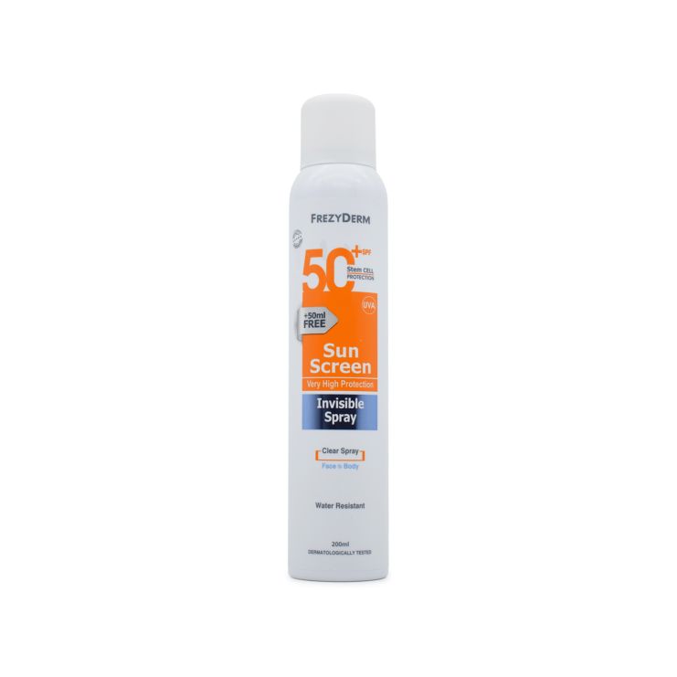Frezyderm Sun Screen Invisible Spray Διάφανο Αντηλιακό Σώματος SPF50 200ml