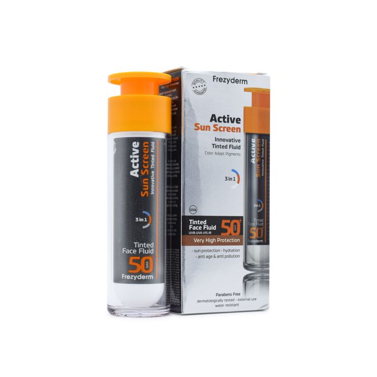 Frezyderm Active Sun Screen Innovative Tinted Fluid Έγχρωμο Αντηλιακό με Ενεργό Άνθρακα SPF50+ 50ml