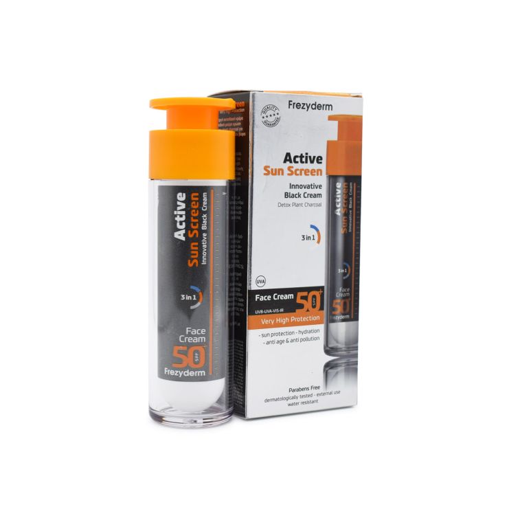Frezyderm Active Sun Screen Innovative Black Cream Αντηλιακό με Ενεργό Άνθρακα SPF50+ 50ml