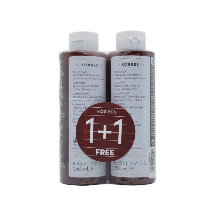 Korres Σαμπουάν με Αμύγδαλο & Λινάρι 250ml & 250ml