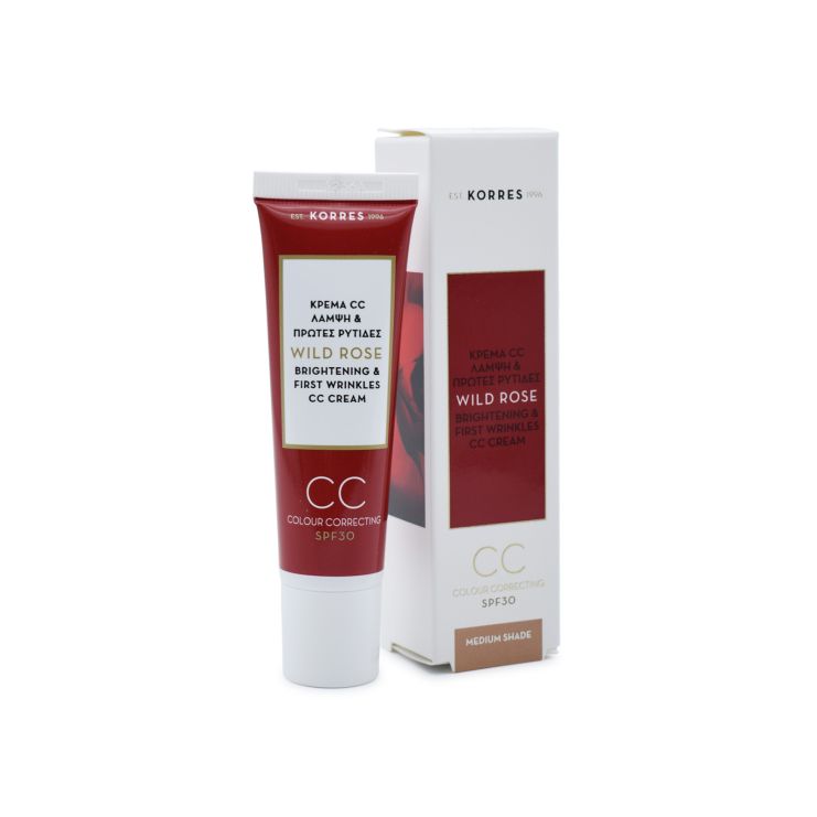 Korres Wild Rose Κρέμα CC Λάμψη & Πρώτες Ρυτίδες Medium Shade SPF30 30ml