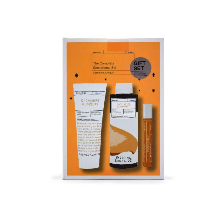 Korres The Complete Sensation Cashmere Kumquat Set Body Milk 125ml & Showergel 250ml & Eau De Toilette 10ml