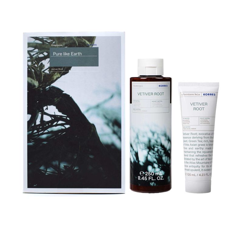 Korres Σετ Δώρου Pure like Earth - Vetiver Root Αφρόλουτρο 250 ml και Γαλάκτωμα για Μετά το Ξύρισμα 125 ml