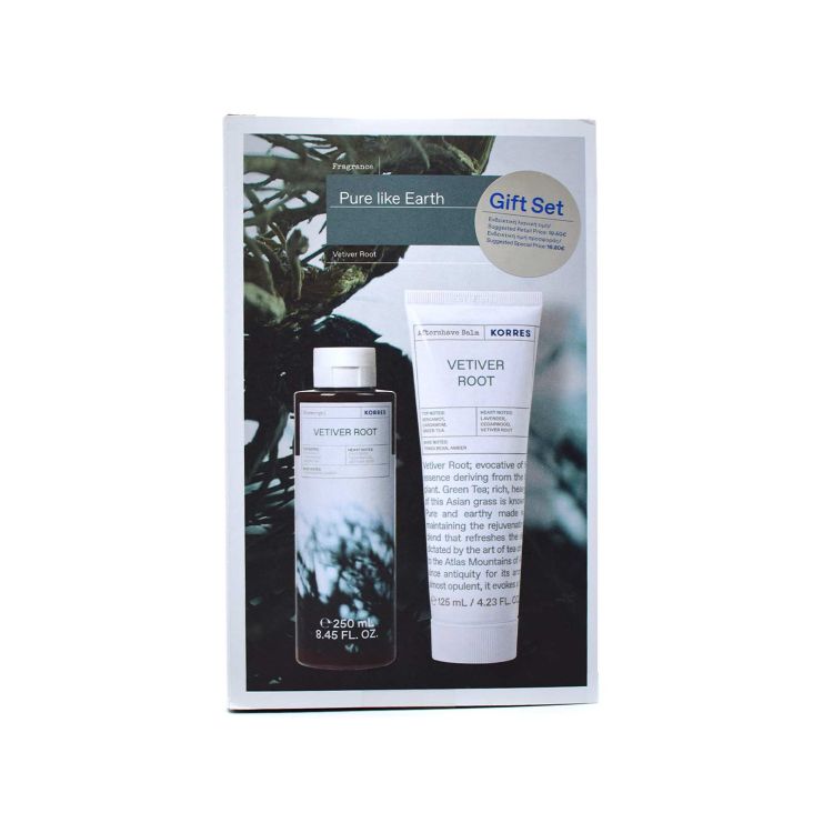 Korres Σετ Δώρου Pure like Earth - Vetiver Root Αφρόλουτρο 250 ml και Γαλάκτωμα για Μετά το Ξύρισμα 125 ml