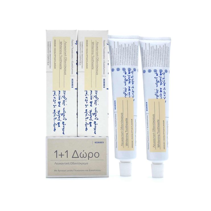 Korres Whitening Οδοντόκρεμα για Λεύκανση Γλυκάνισος & Ευκάλυπτος 2 x 75ml