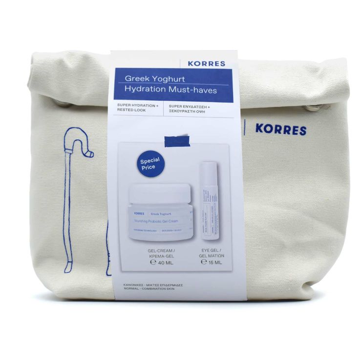 Korres Greek Yoghurt Face Set για Κανονική Μικτή Επιδερμίδα με Nourishing Probiotic Gel Cream 40ml & Wide Awake Eye Gel 15ml & Νεσεσέρ