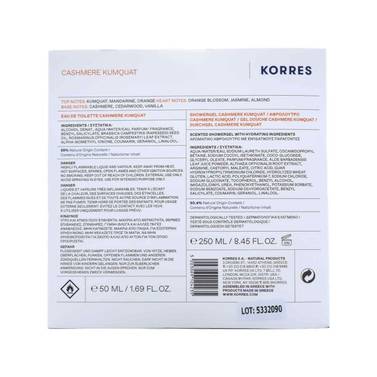 Korres Cashmere Kumquat Eau De Toilette 50ml & Αφρόλουτρο για Γυναίκες 250ml