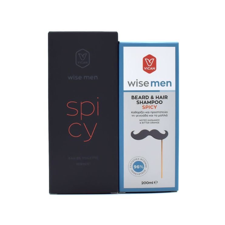 Vican Wise Men Spicy box Eau de Toilette 100ml and Beard & Hair Shampoo 200ml 