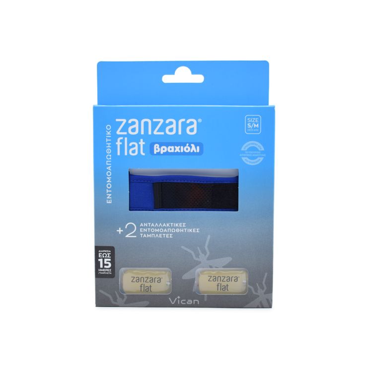 Vican Zanzara Flat Βραχιόλι S/M με 2 Εντομοαπωθητικές Ταμπλέτες