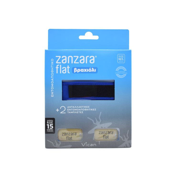 Vican Zanzara Flat Βραχιόλι M/L με 2 Εντομοαπωθητικές Ταμπλέτες