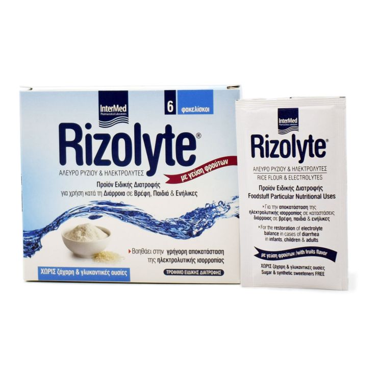 Intermed Rizolyte Άλευρο Ρυζιού & Ηλεκτρολύτες Κατά Της Διάρροιας 6 φακελίσκοι
