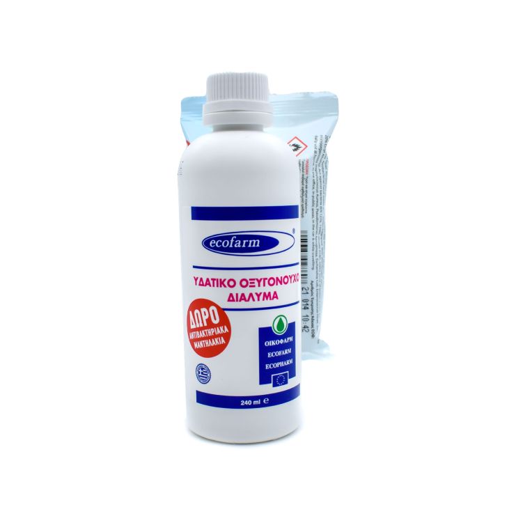 Ecofarm Υδατικό Οξυγονούχο Διάλυμα Οξυζενέ  240ml & Ecosept Υγρά Αντιβακτηριακά Μαντηλάκια 15 τμχ