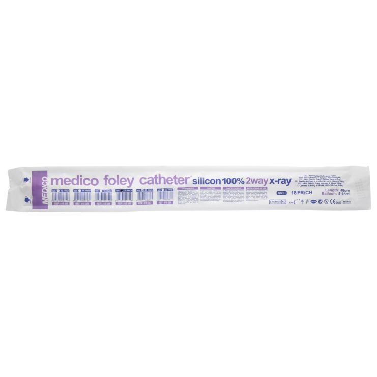 Asepta Medico Foley Καθετήρας 2 δρόμων 100% Σιλικόνης No18  1 Τεμάχιο
