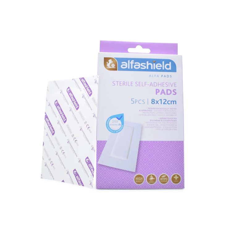 Karabinis Medical Alfashield Αποστειρωμένο Αυτοκόλλητο Επίθεμα 8cm x 12cm 5 τμχ