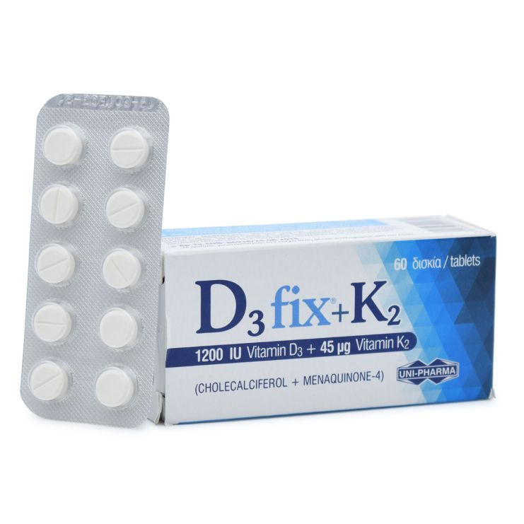 Uni-Pharma D3 Fix 1200iu + K2 45mg 60 δισκία
