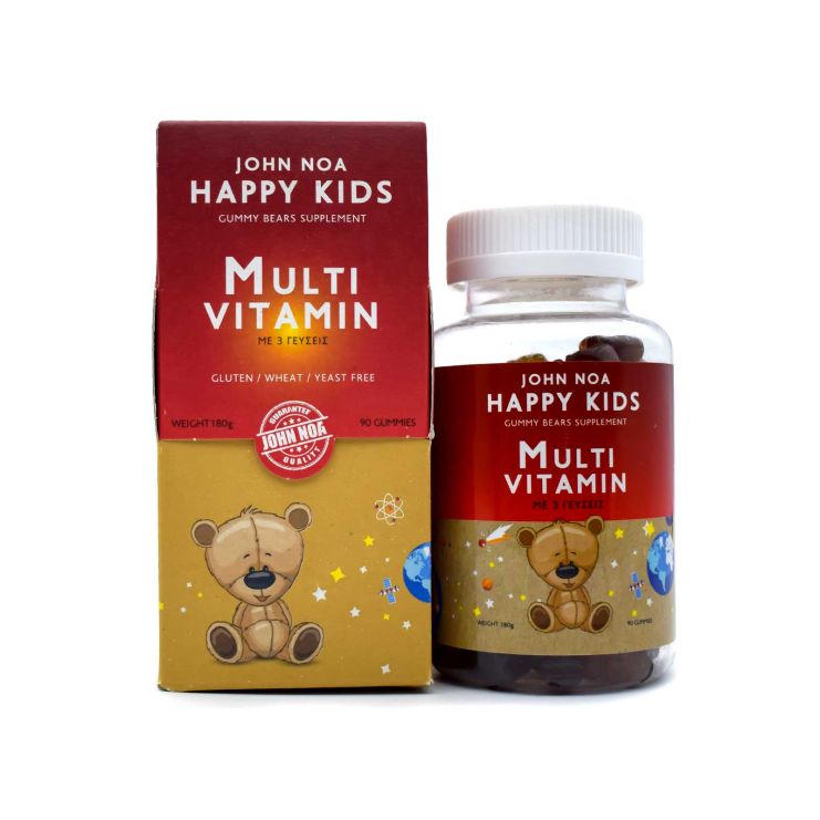 John Noa Happy Kids MultiVitamin με 3 Γεύσεις 90 ζελεδάκια