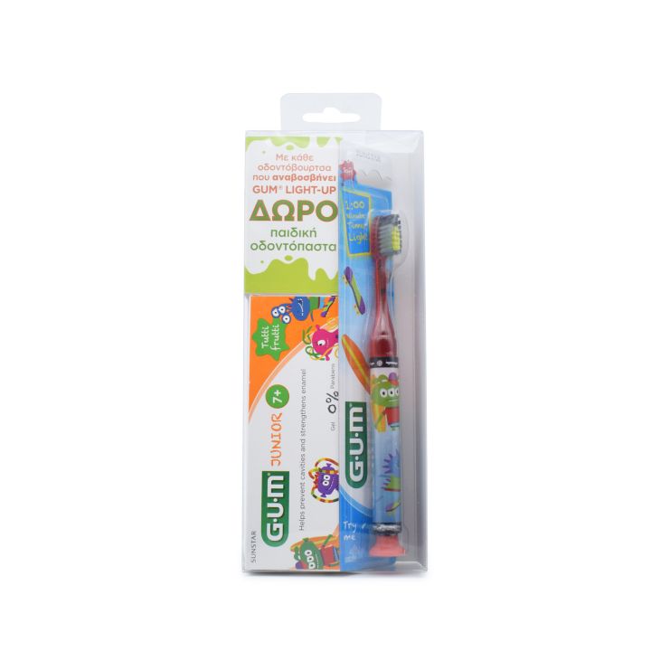 Sunstar Gum οδοντόβουρτσα Light-up Κόκκινη Soft & Οδοντόκρεμα 7-12 Ετών Tutti Frutti 50ml