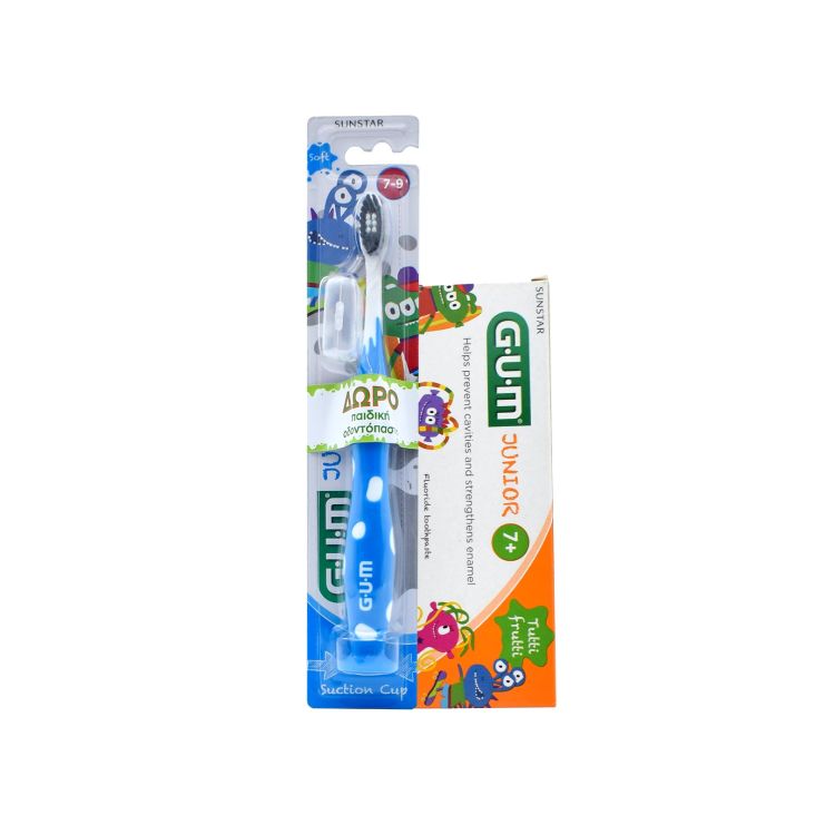 Sunstar Gum Οδοντόβουρτσα Junior 7+ Ετών Monster Μπλέ + Οδοντόπαστα  Junior 7+ Tutti Frutti 50ml