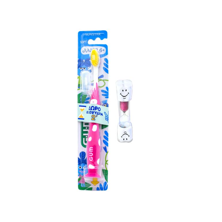 Sunstar Gum Οδοντόβουρτσα Kids Monster Μαλακή Φούξια από 6 ετών & Κλεψύδρα