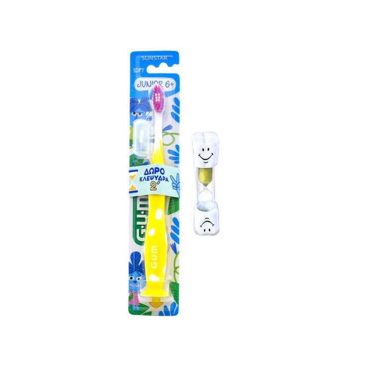 Sunstar Gum Οδοντόβουρτσα Kids Monster Μαλακή Κίτρινη από 6 ετών & Κλεψύδρα