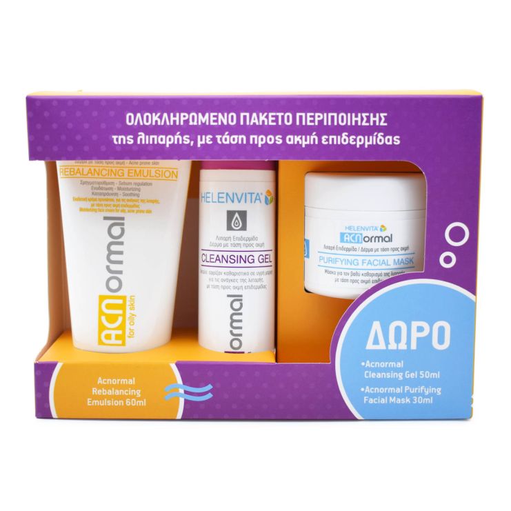 Helenvita Acnormal Rebalancing Emulsion 60ml & Cleansing Gel 50ml & Purifying Facial Mask 30ml