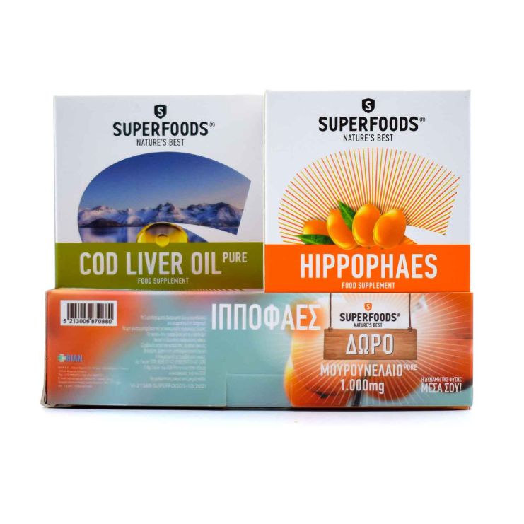 Superfoods Hippophaes 6300mg 50 κάψουλες & Cod Liver Oil Pure 1000mg 30 κάψουλες 