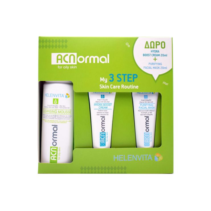 Helenvita ACNormal Cleansing Mousse 150ml & Hydra Boost Cream 20ml & Purifying Facial Mask 20ml