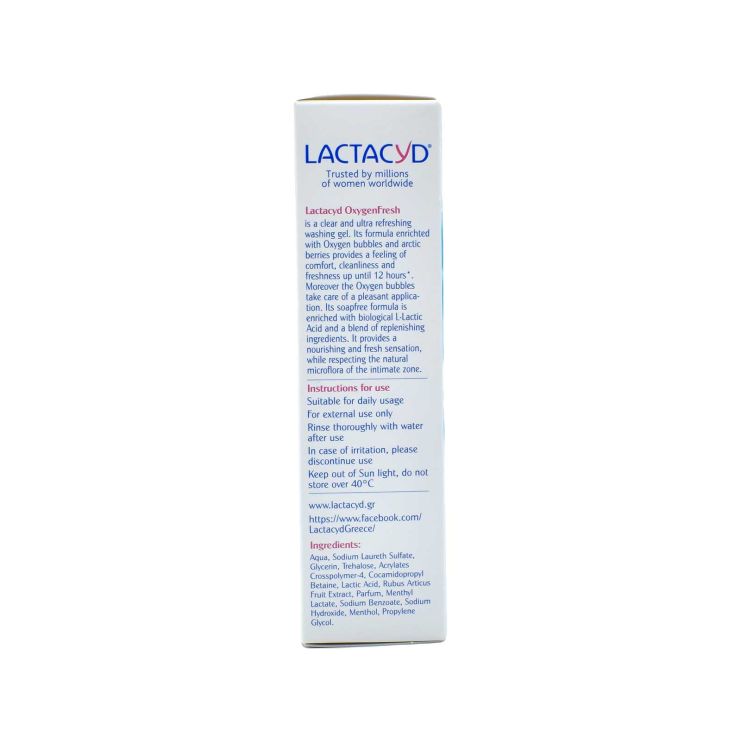 Lactacyd Oxygen Fresh Εξαιρετικά Αναζωογονητικό Καθαριστικό Ευαίσθητης Περιοχής 200ml