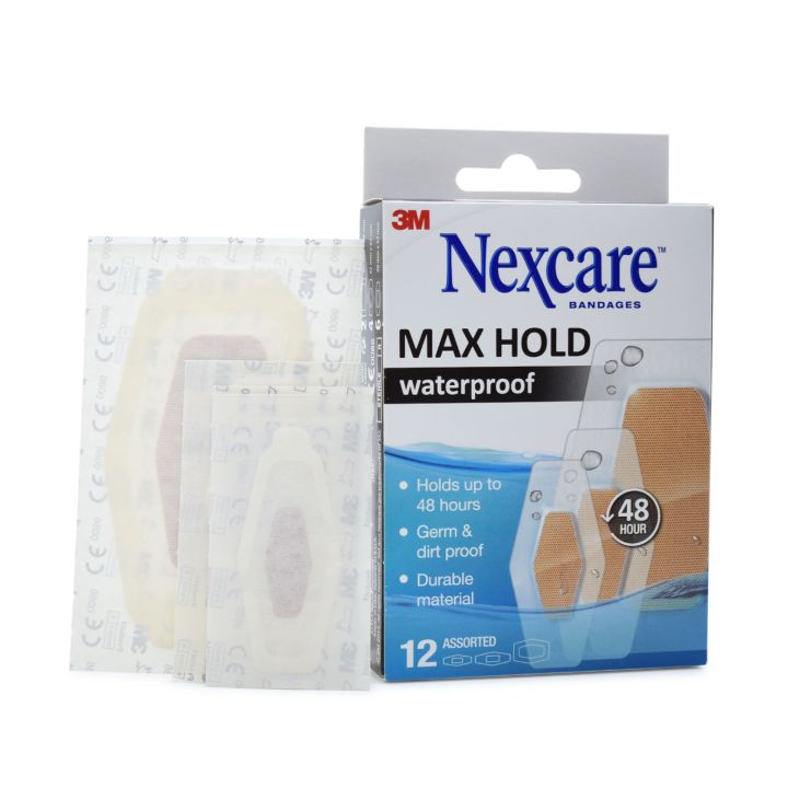 3M Nexcare Max Hold Waterproof Αδιάβροχα Αυτοκόλλητα Επιθέματα 12 τμχ