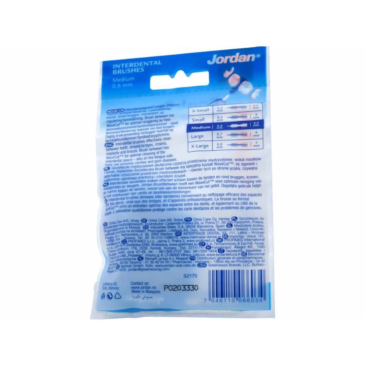 Jordan Clinic Brush Between Μεσοδόντια Βουρτσάκια Μπλέ 0,6mm 10 pcs 