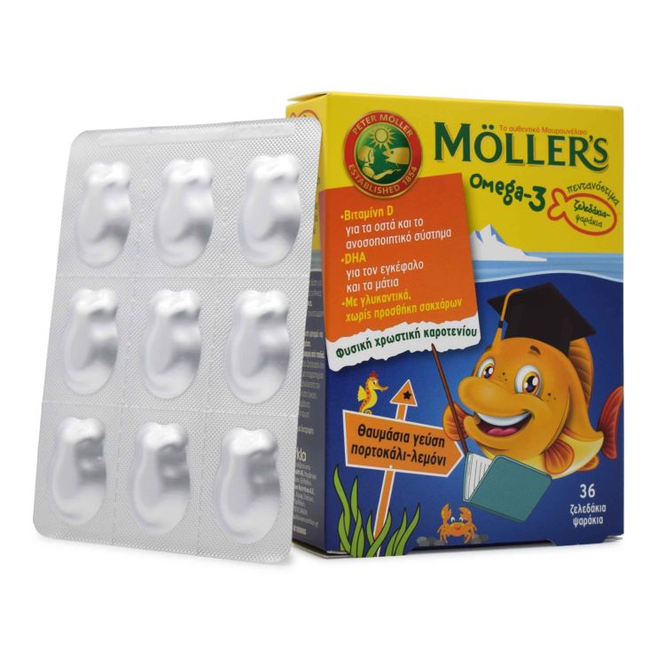 Moller's Omaga-3 Με Γεύση Πορτοκάλι - Λεμόνι 36 ζελεδάκια
