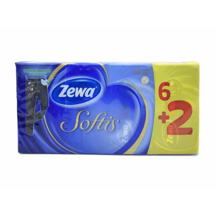 Zewa Softis Original Χαρτομάντηλα 8 πακέτα x 9 τμχ