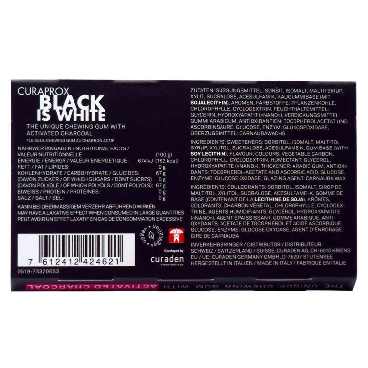 Curaprox Black is White Τσίχλες με Ενεργό Άνθρακα 12τμχ