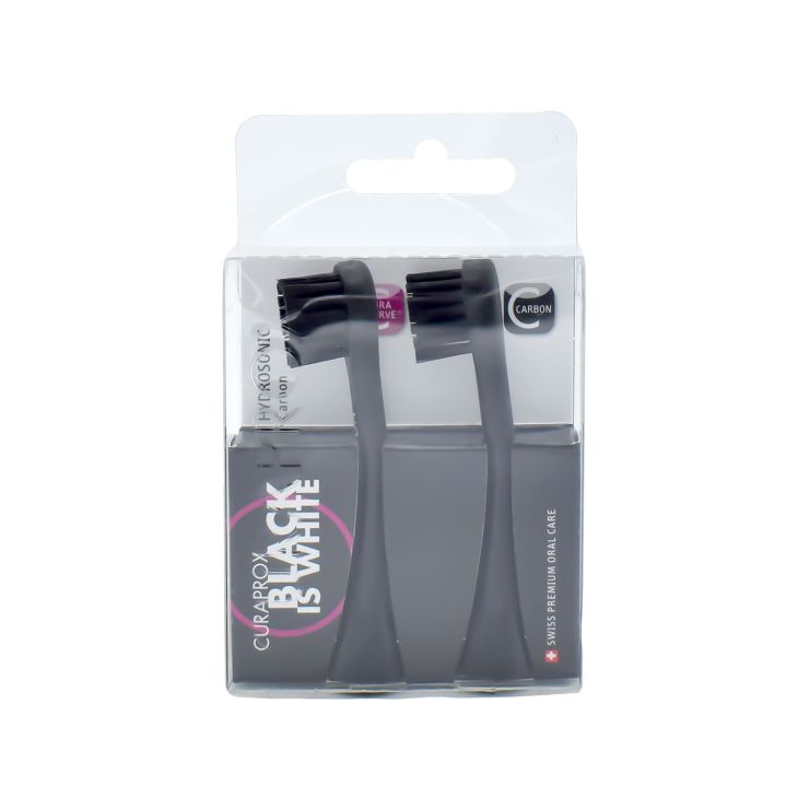 Curaprox Hydrosonic Black Is White Carbon Ανταλλακτικές Κεφαλές 2 τμχ