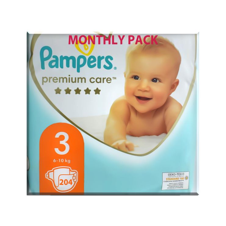 Pampers Premium Care No3 (6-10 kg) 204 τμχ