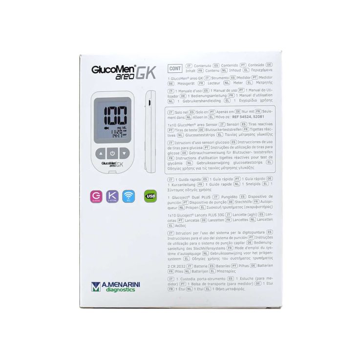 Menarini GlucoMen Areo GK Μετρητής Σακχάρου & Στυλό & 10 Σκαρφιστήρες